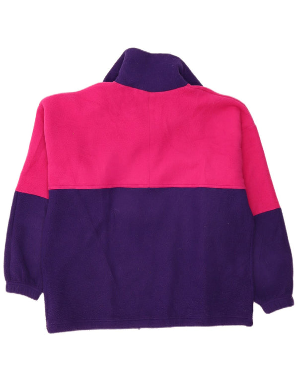 ALEXANDER Mens Zip Neck Fleece Jumper XL Purple Colourblock Polyester