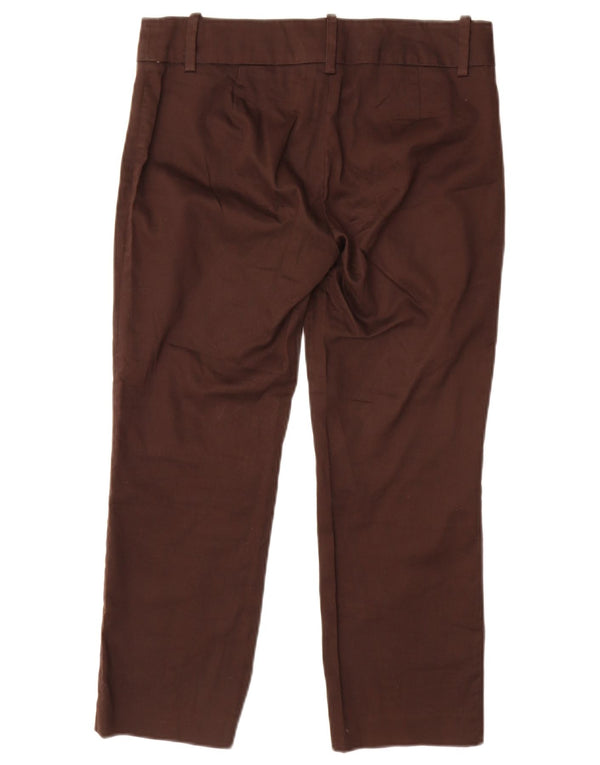 Zara Womens Straight Cropped Trousers EU 38 Small W28 L23 Brown Cotton