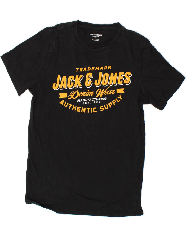 JACK & JONES Mens Graphic T-Shirt Top Medium Black Cotton Vintage Jack & Jones and Second-Hand Jack & Jones from Messina Hembry 