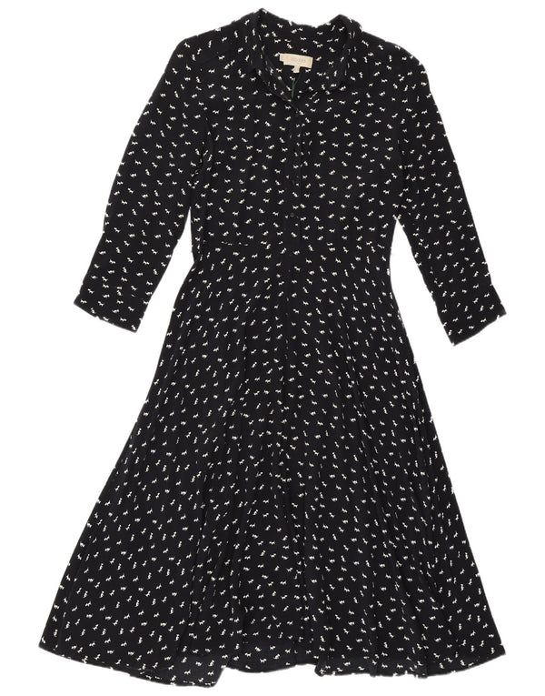 Hobbs Womens A-Line Dress UK 10 Small Navy Blue Animal Print Viscose