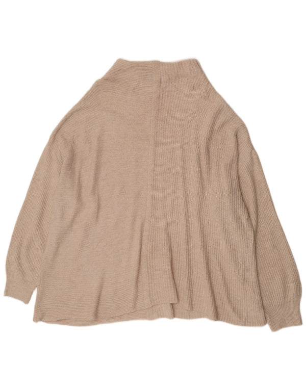 Topshop Womens Oversized Turtle Neck Jumper Sweater UK 14 Large Off White