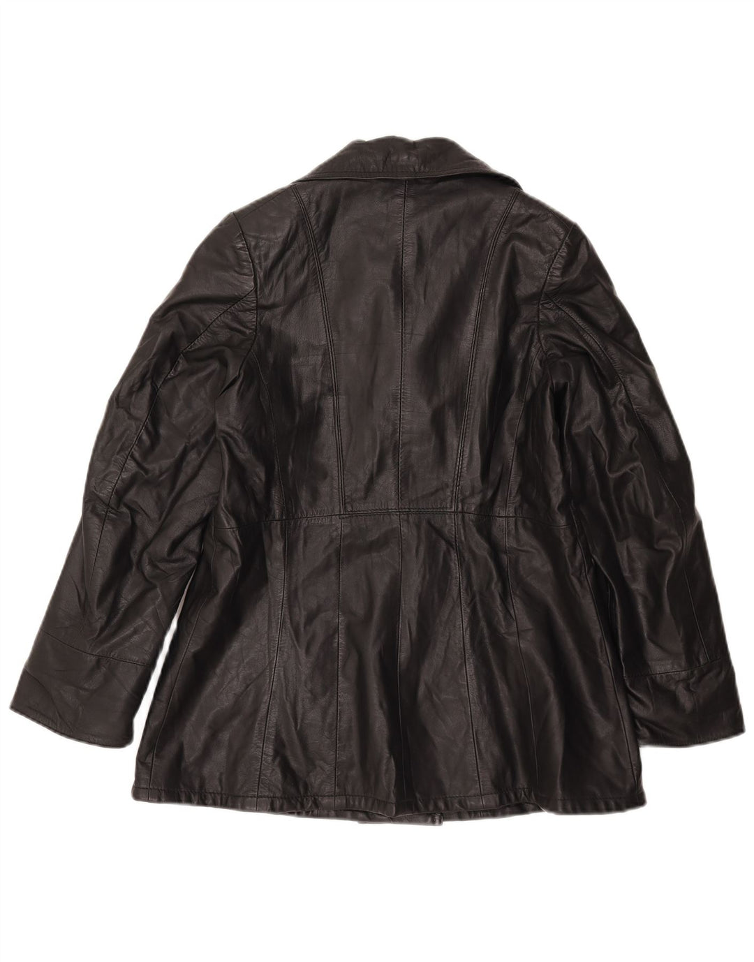 Vintage Womens Double Breasted Leather Jacket IT 46 Large Black