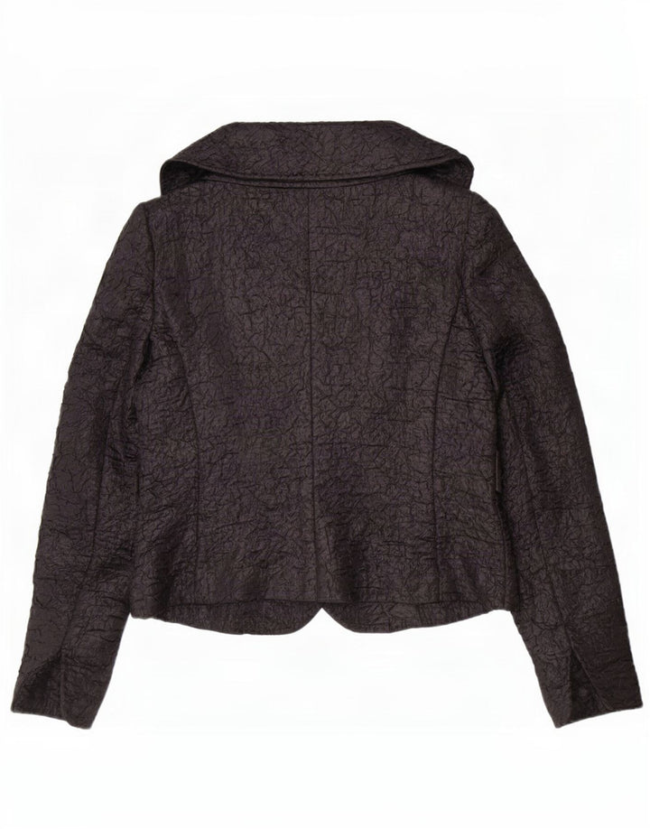 Max Mara Womens Crop Open Blazer Jacket UK 12 Medium Black Polyester