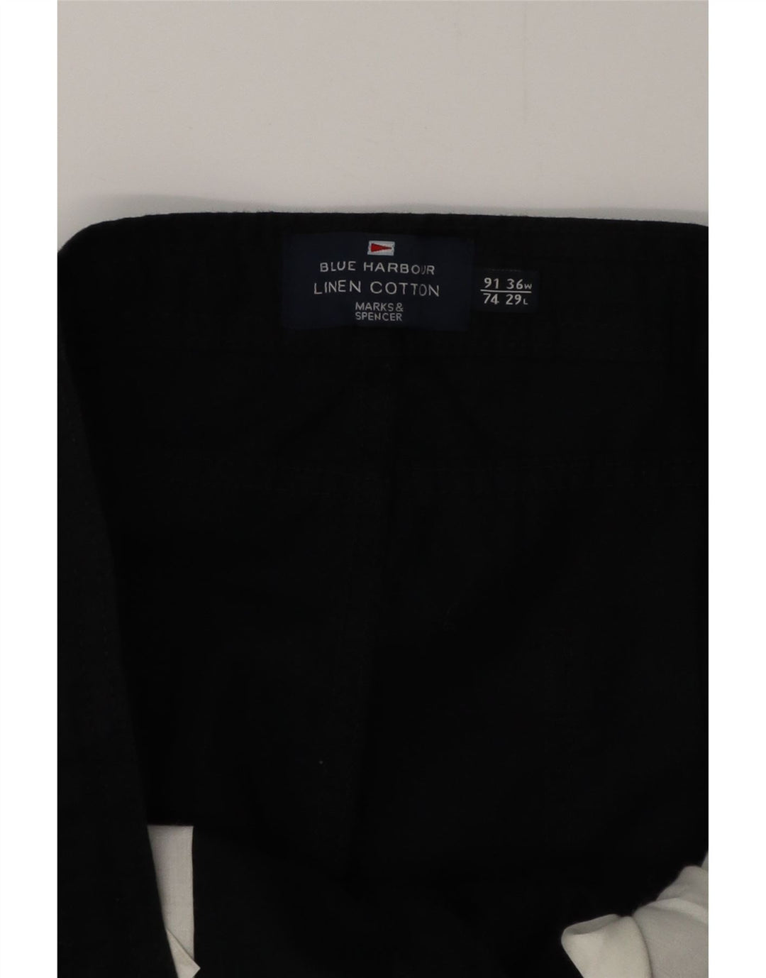 MARKS & SPENCER Mens Blue Harbour Straight Casual Trousers W36 L29 Black