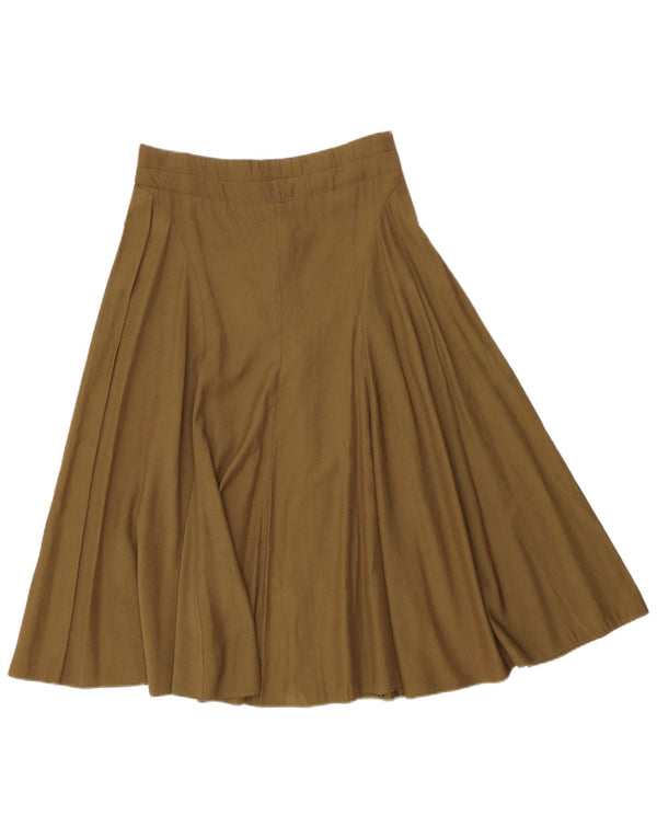 Vintage Womens Flared Skirt Medium W30 Khaki Polyester