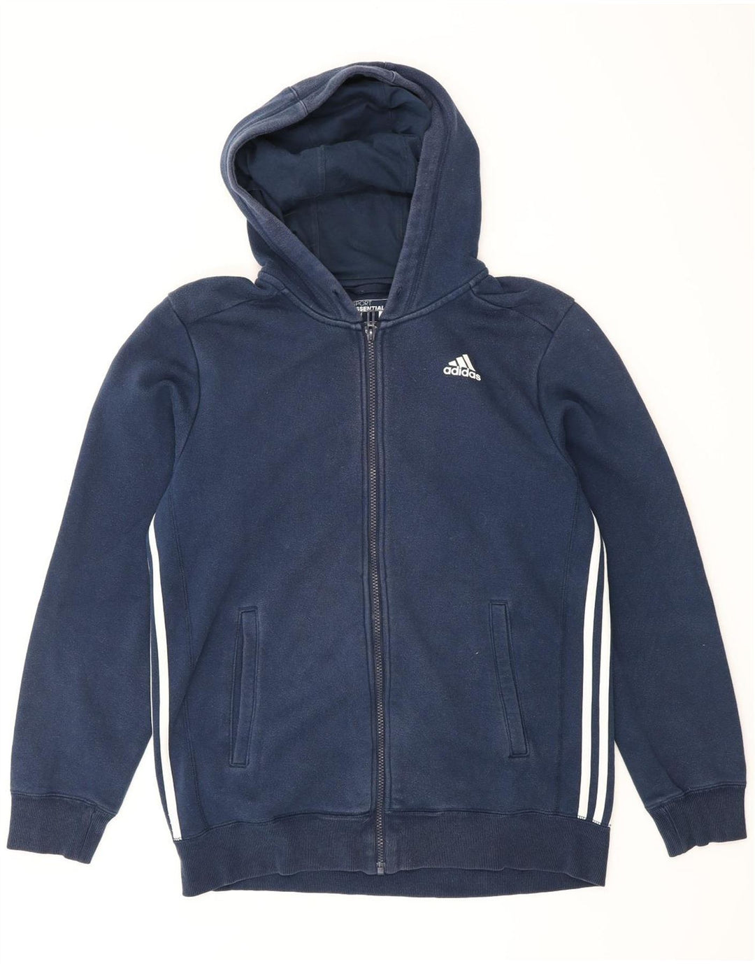 ADIDAS Mens Zip Hoodie Sweater Medium Navy Blue Cotton