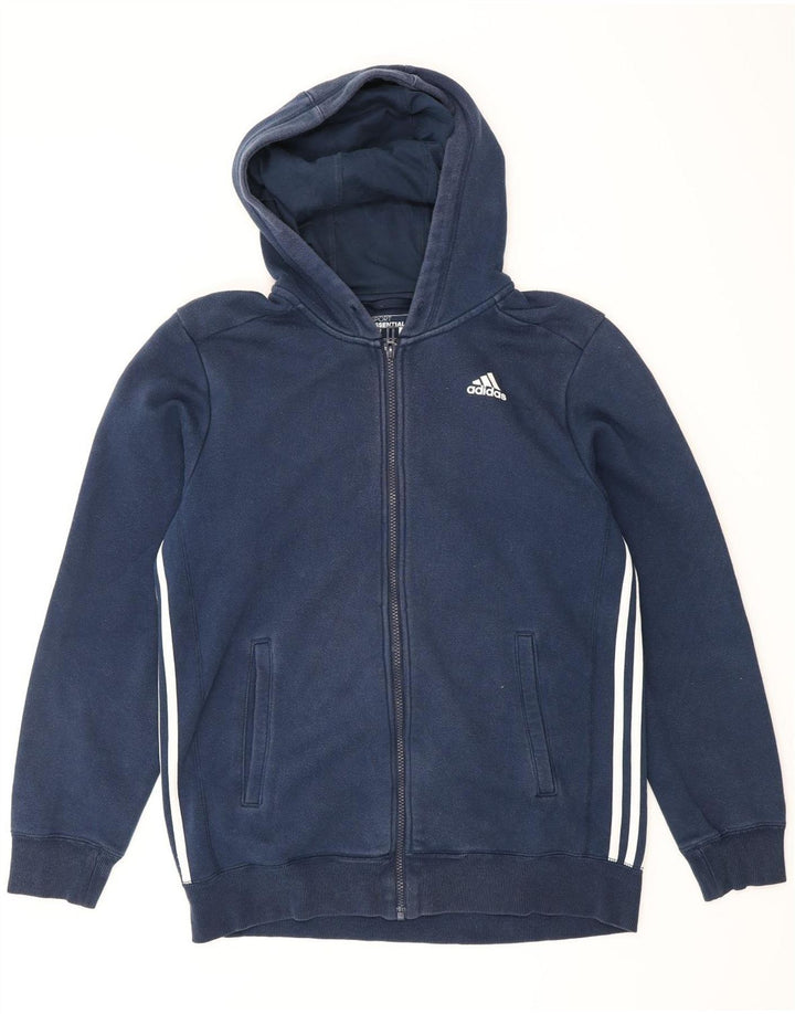 ADIDAS Mens Zip Hoodie Sweater Medium Navy Blue Cotton