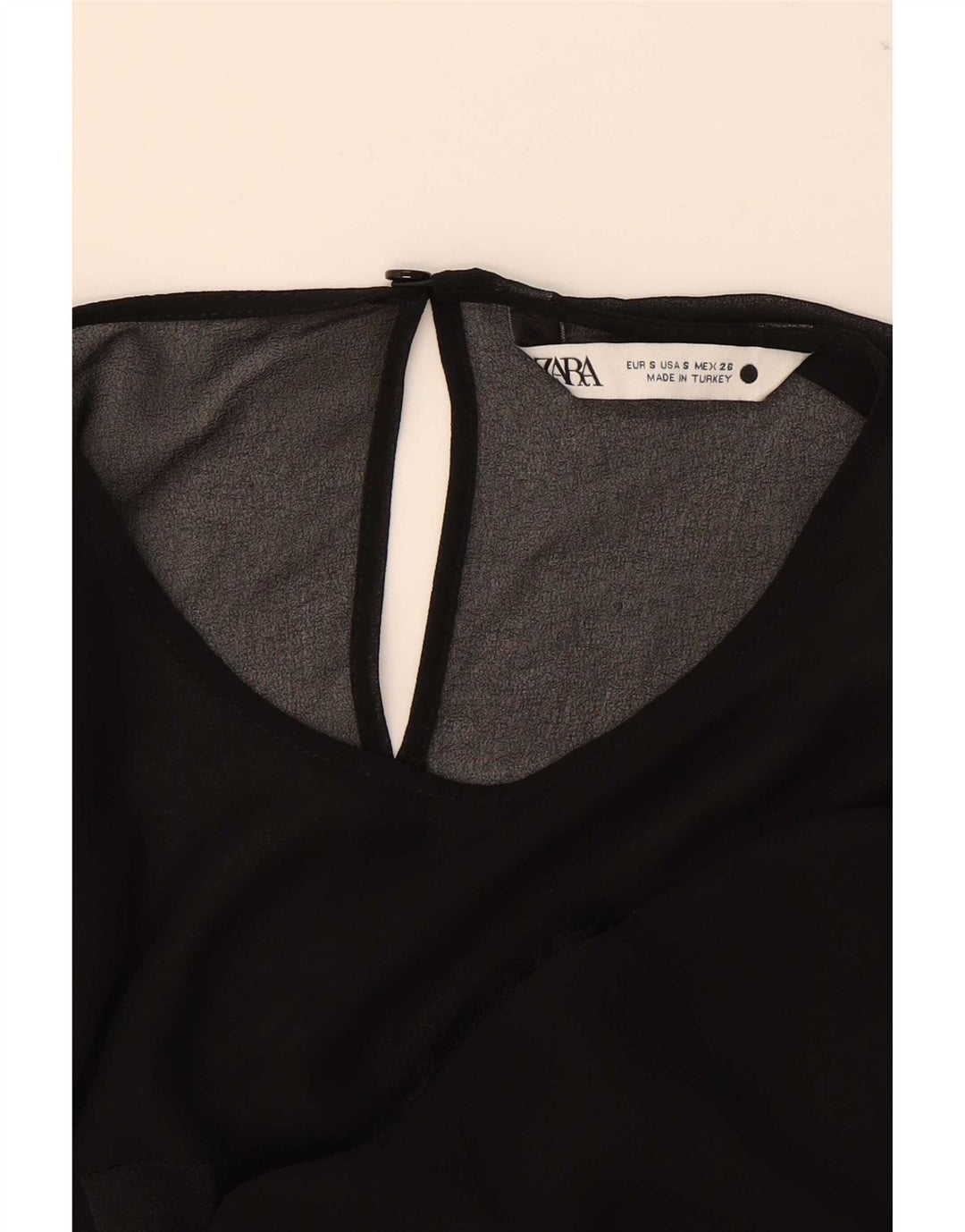 Zara Womens Long Sleeve Blouse Top UK 10 Small Black Polyester