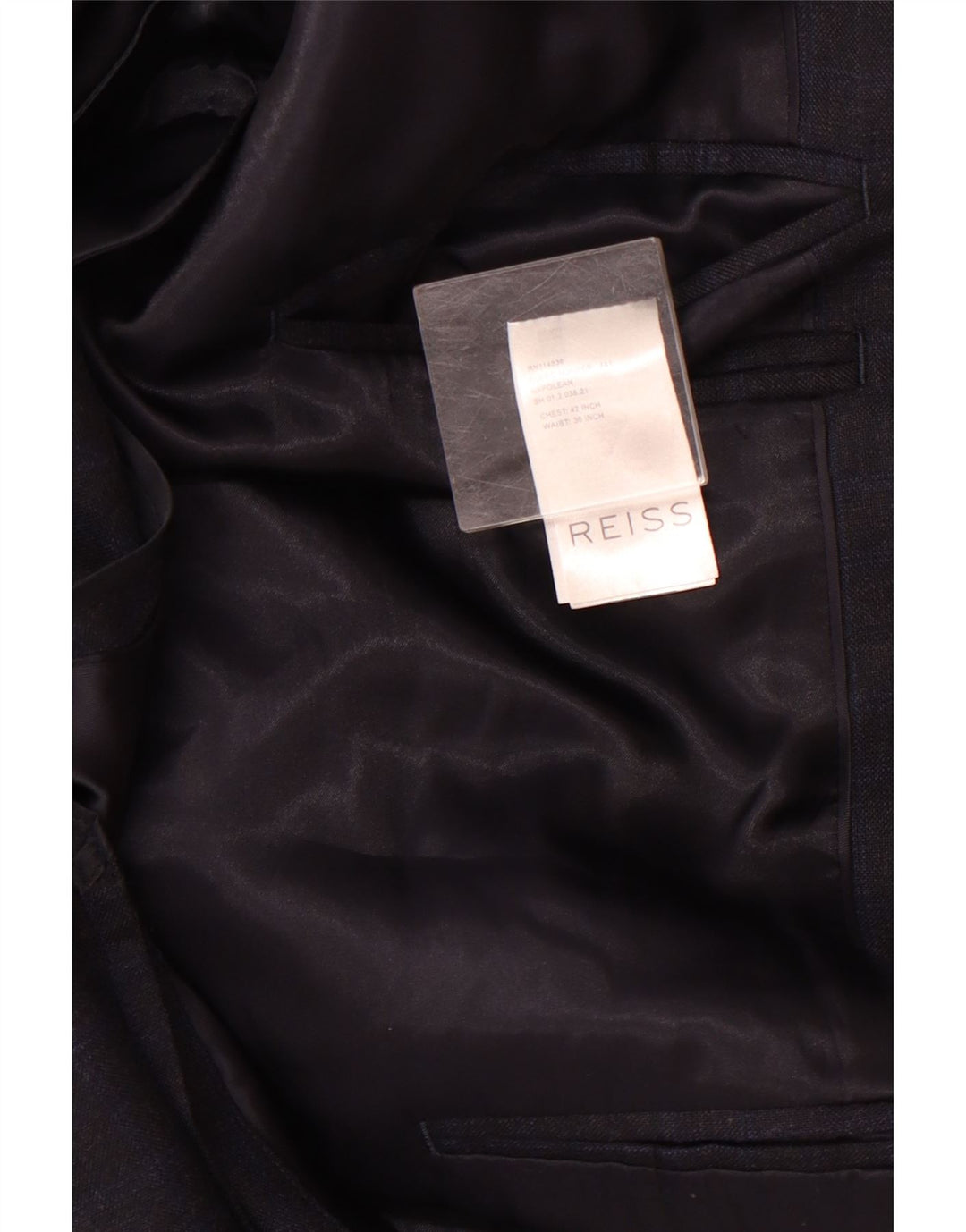 Reiss Mens 1 Button Blazer Jacket UK 42 XL Navy Blue Check Wool