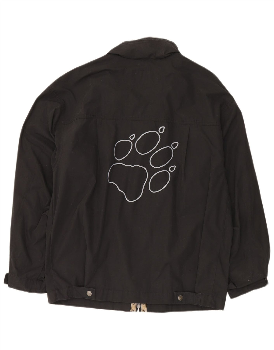 JACK WOLFSKIN Mens Hooded Graphic Rain Jacket UK 38 Medium Black Polyester