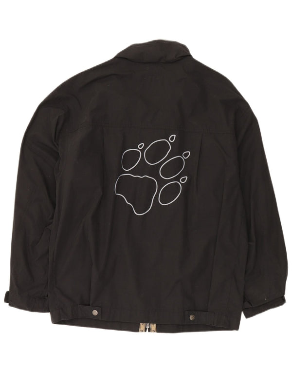 JACK WOLFSKIN Mens Hooded Graphic Rain Jacket UK 38 Medium Black Polyester