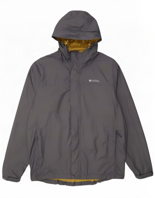 Mountain Warehouse Mens Hooded Rain Jacket UK 42 XL Grey Nylon