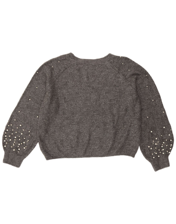 Marks & Spencer Womens Boat Neck Jumper Sweater UK 14 Medium Grey Flecked