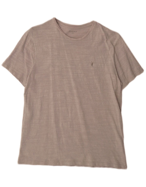 All Saints Mens T-Shirt Top Large Grey Flecked Cotton