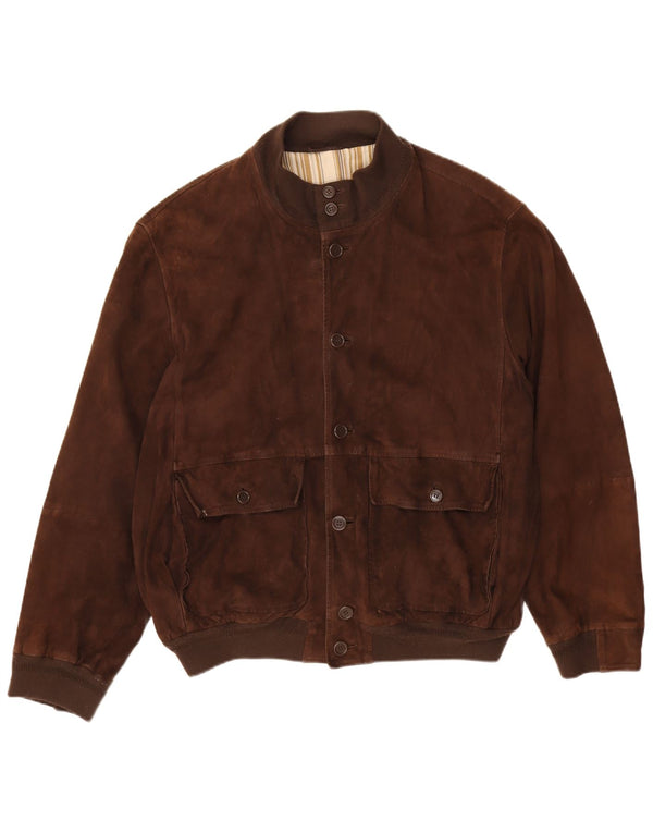 Vintage Mens Suede Bomber Jacket EU 52 XL Brown