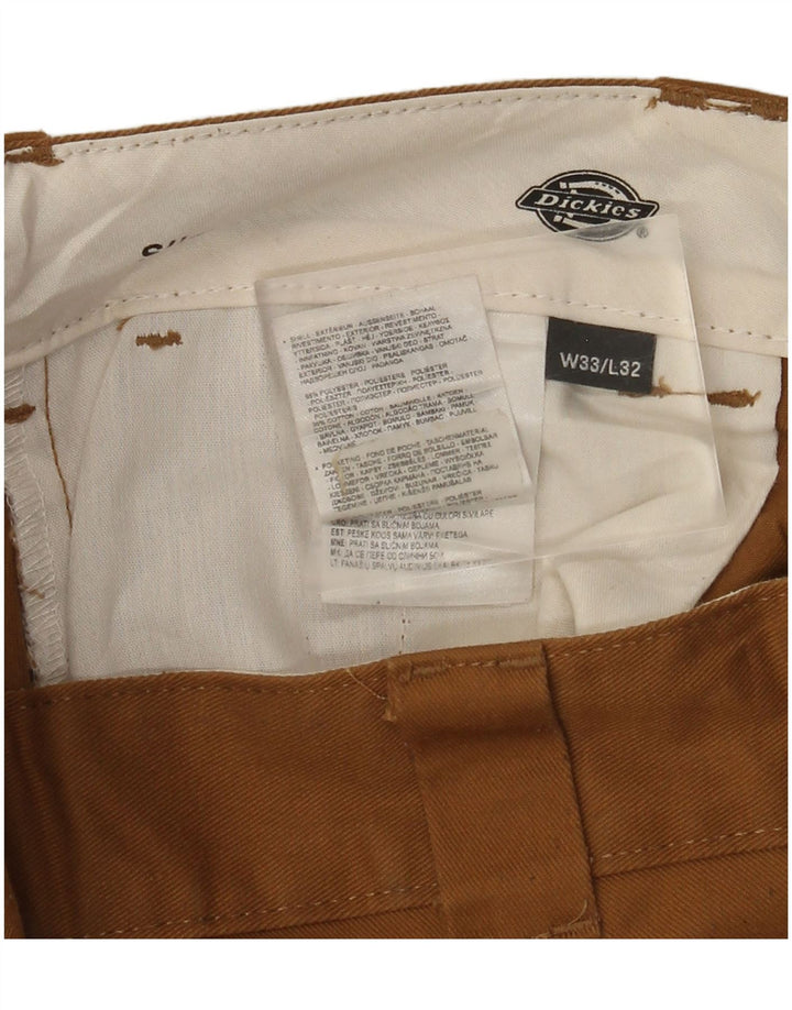 Dickies Mens Slim Fit Chino Trousers W33 L32 Brown Polyester