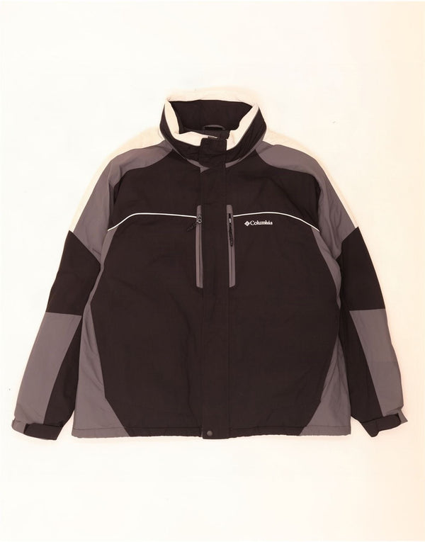 Columbia Mens Hooded Windbreaker Jacket UK 44 2XL Black Colourblock Nylon