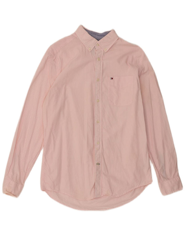Tommy Hilfiger Mens Classic Fit Shirt Small Pink Striped Cotton