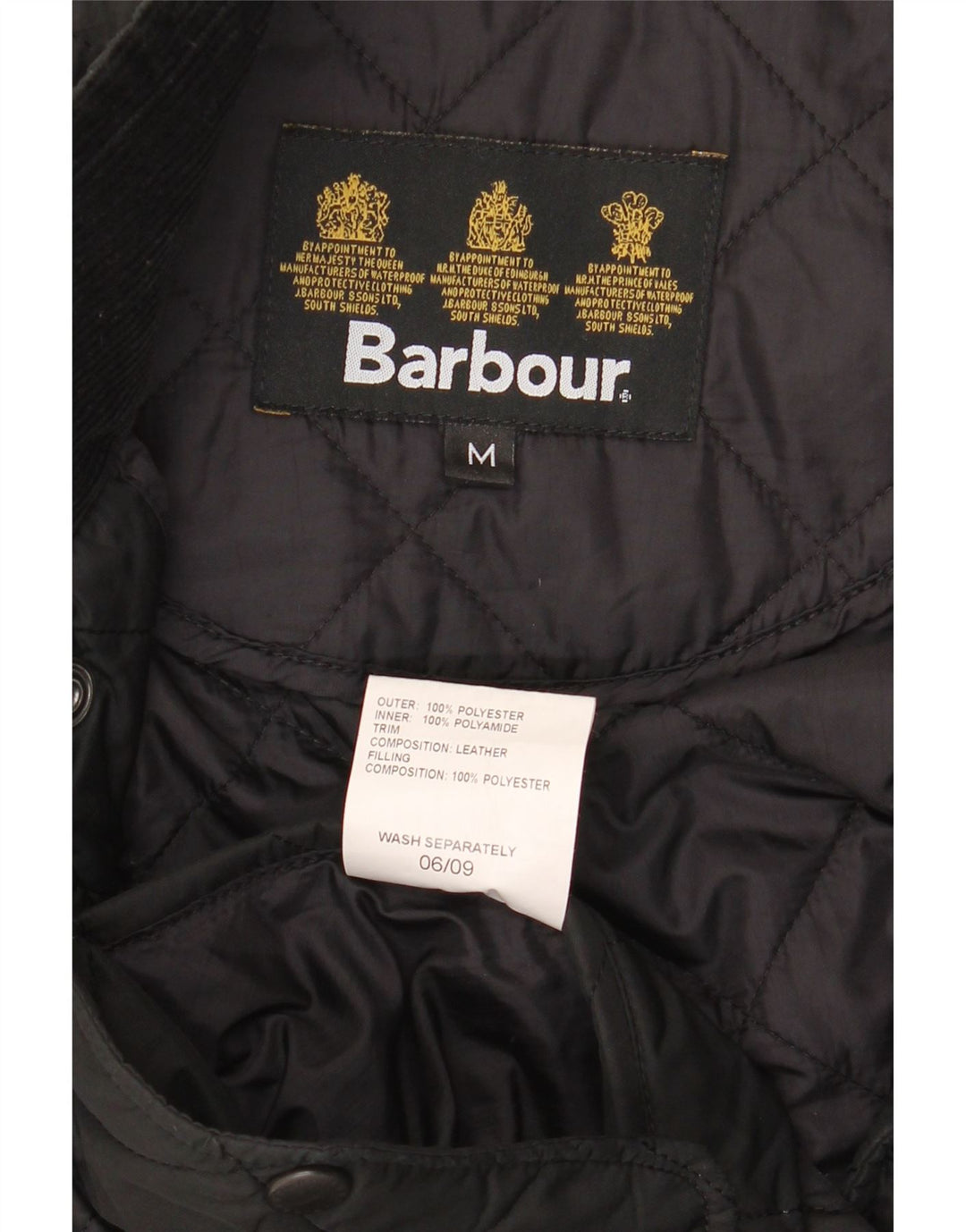 Barbour Mens Quilted Jacket UK 38 Medium Black Polyester