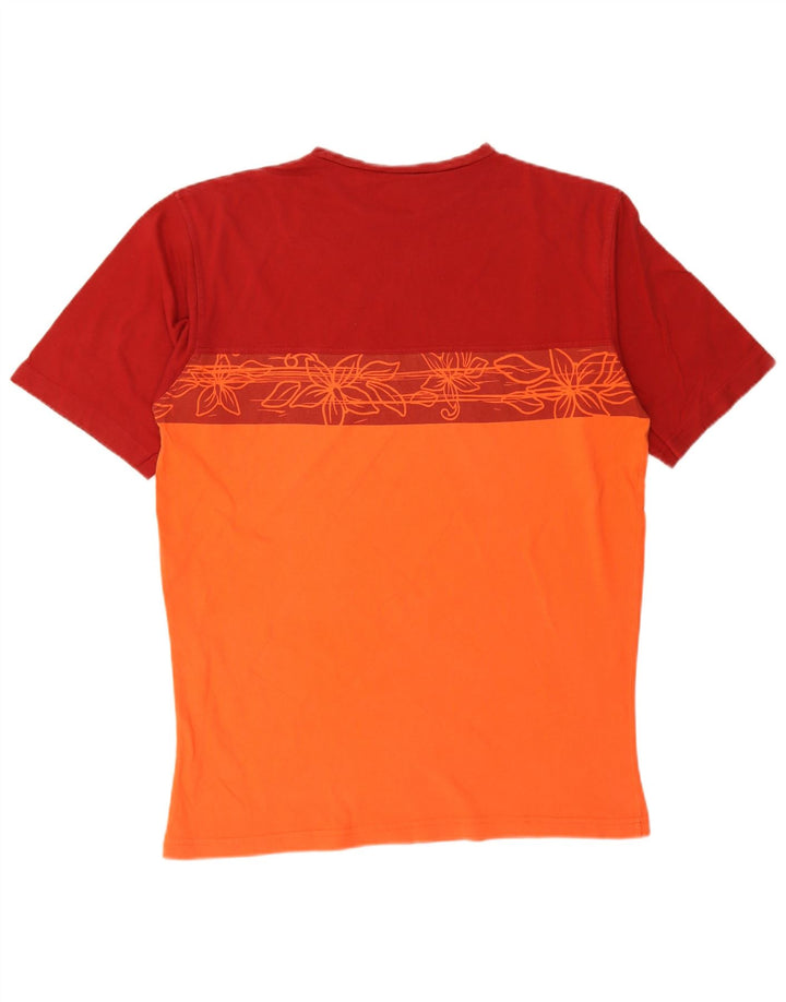 Asics Mens Graphic T-Shirt Top Large Orange Colourblock