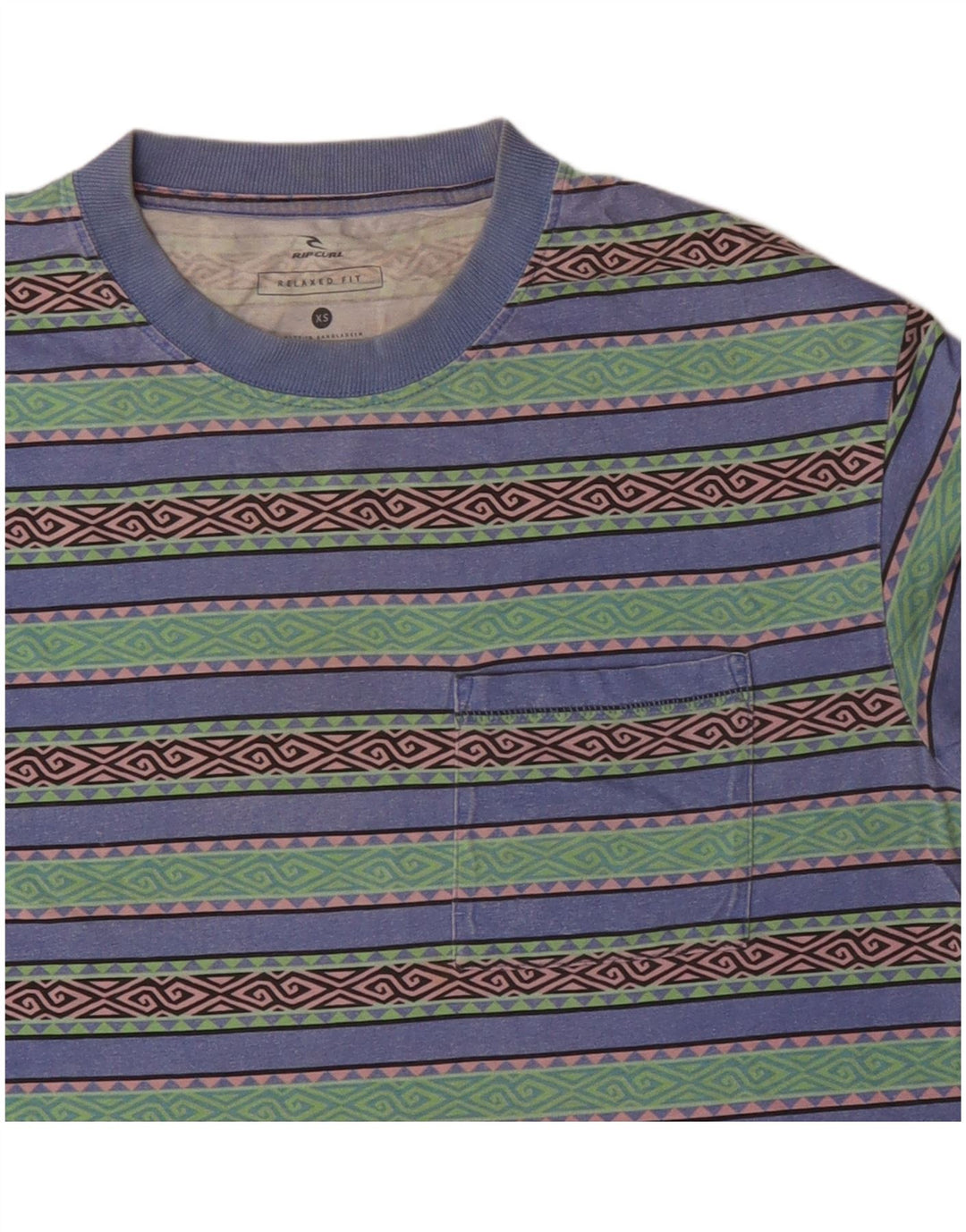 RIP CURL Mens Relaxed Fit T-Shirt Top XS Multicoloured Geometric Cotton