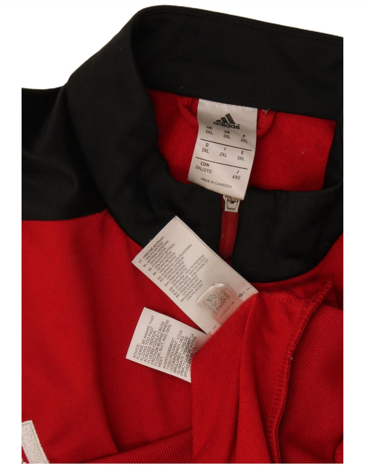 Adidas Mens Tracksuit Top Jacket 2XL Red Colourblock Polyester
