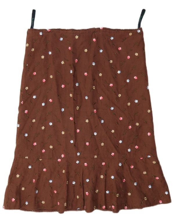Boden Womens A-Line Skirt UK 10 Small W34 Brown Spotted Linen