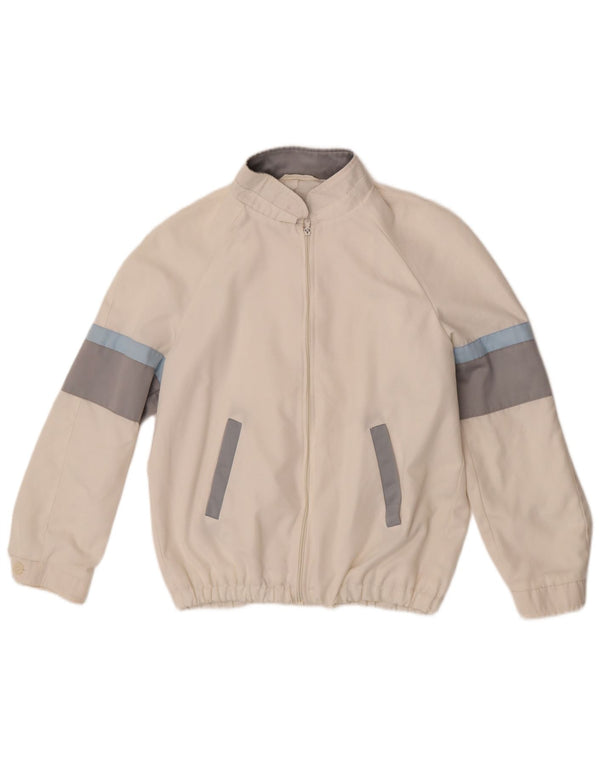 Vintage Womens Bomber Jacket IT 46 Large White Colourblock Polyester