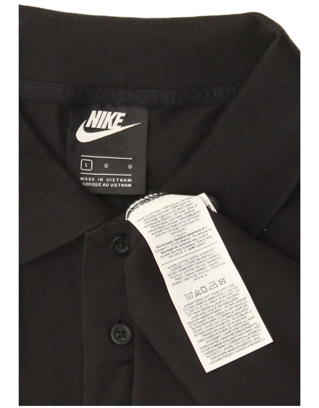 Nike Mens Polo Shirt Large Black Cotton