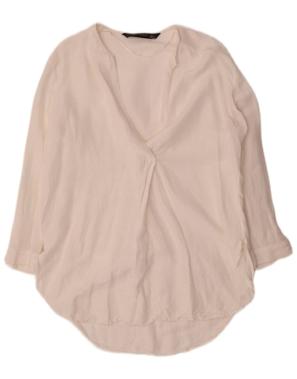 Zara Womens 3/4 Sleeve Tunic Top UK 10 Small White