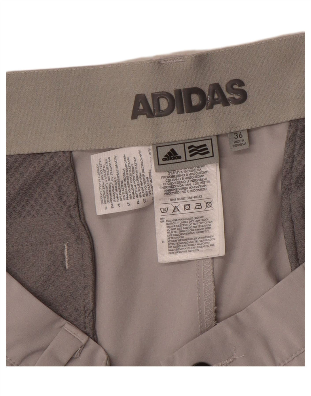 ADIDAS Mens Chino Shorts W36 Large Grey Polyester