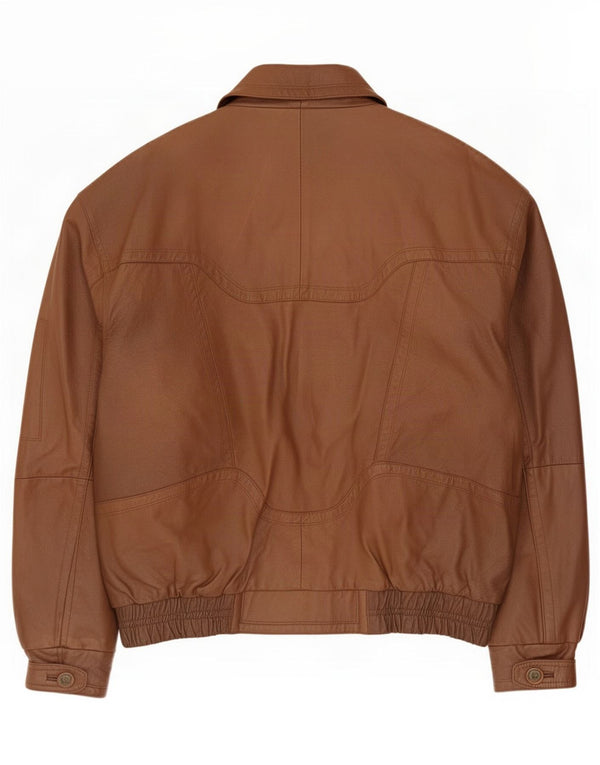Vintage Mens Leather Jacket IT 52 XL Brown