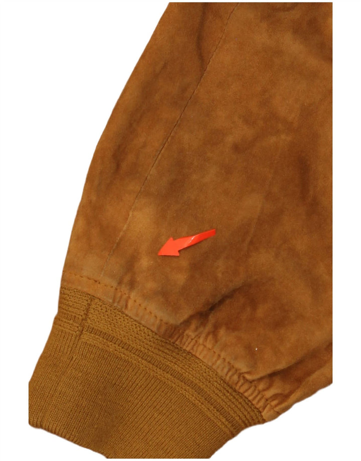 VINTAGE Mens Suede Bomber Jacket IT 50 Large Brown Leather