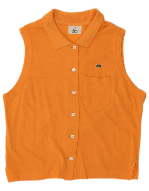 Lacoste Womens Sleeveless Shirt Blouse Size 40 Medium Orange Cotton