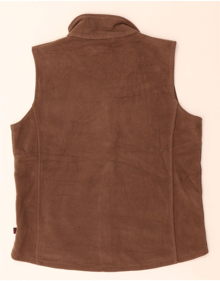 WOOLRICH Womens Fleece Gilet UK 14 Medium Brown Polyester