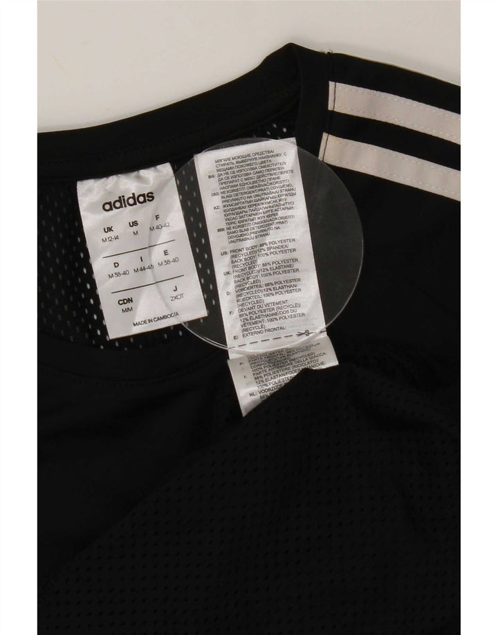Adidas Womens Climalite T-Shirt Top UK 12/14 Medium Black Polyester
