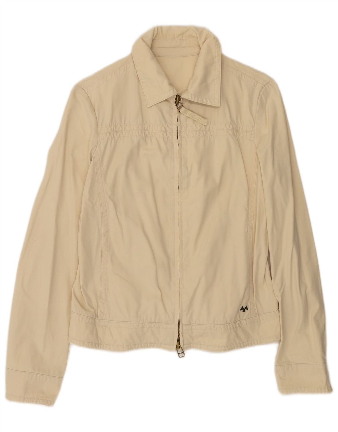 Burberry Womens Bomber Jacket UK 14 Medium Beige Cotton