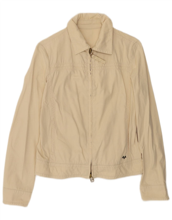 Burberry Womens Bomber Jacket UK 14 Medium Beige Cotton