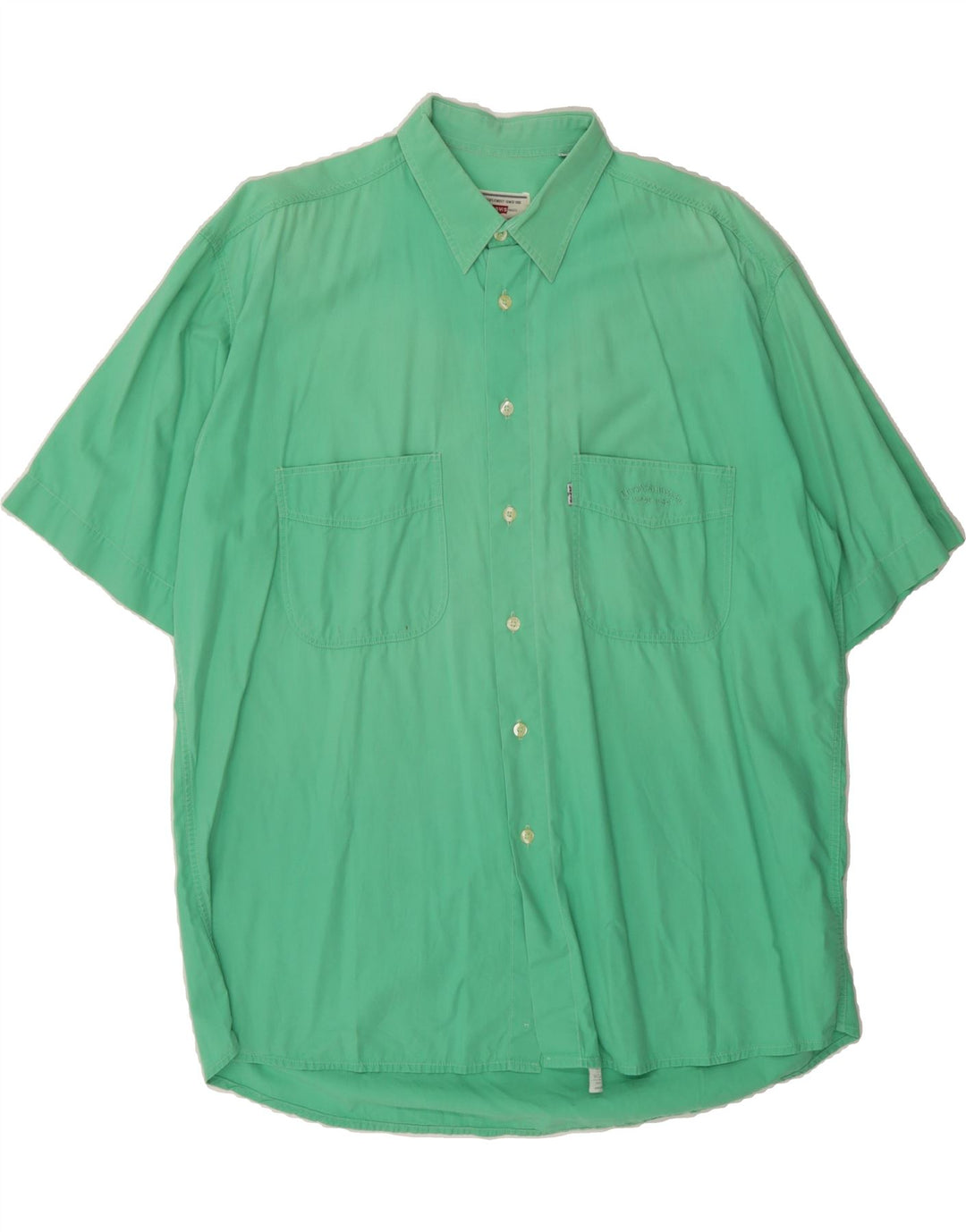 LEVI'S Mens Short Sleeve Shirt XL Green Cotton Vintage Levi's and Second-Hand Levi's from Messina Hembry 