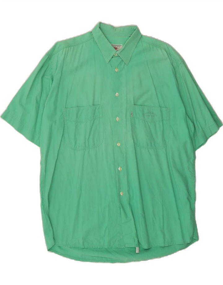 LEVI'S Mens Short Sleeve Shirt XL Green Cotton Vintage Levi's and Second-Hand Levi's from Messina Hembry 