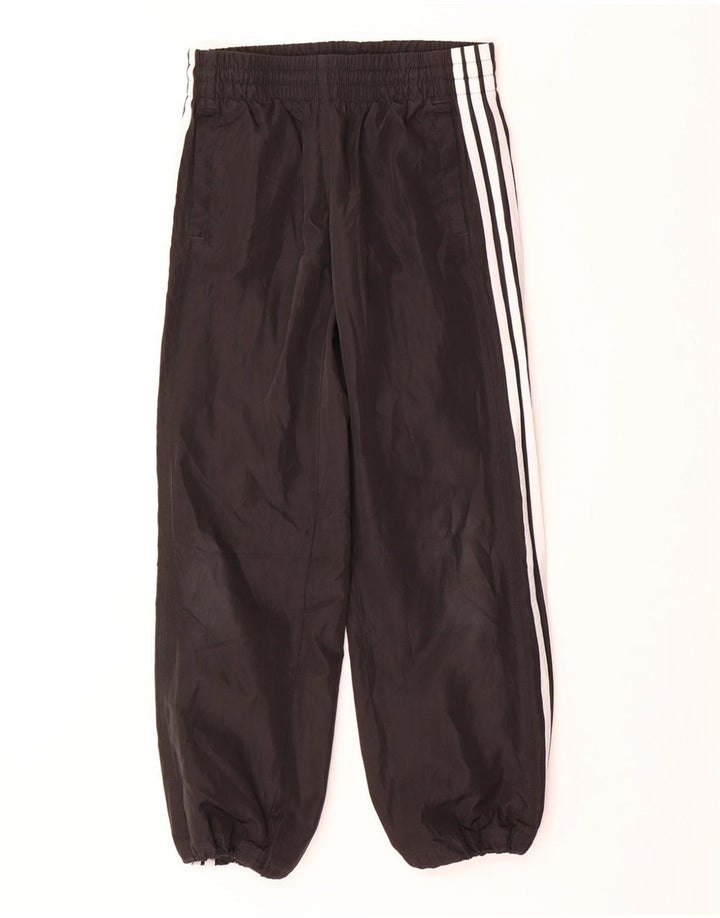 ADIDAS Girls Tracksuit Trousers Joggers 9-10 Years Black Polyester