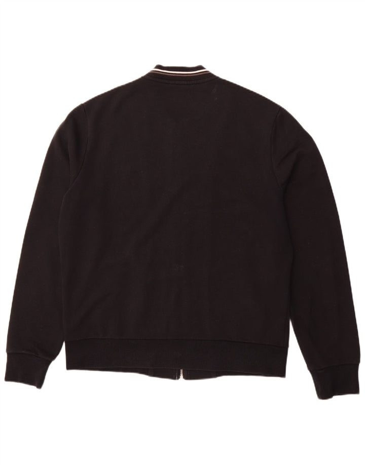 FRED PERRY Mens Tracksuit Top Jacket Large Black Cotton