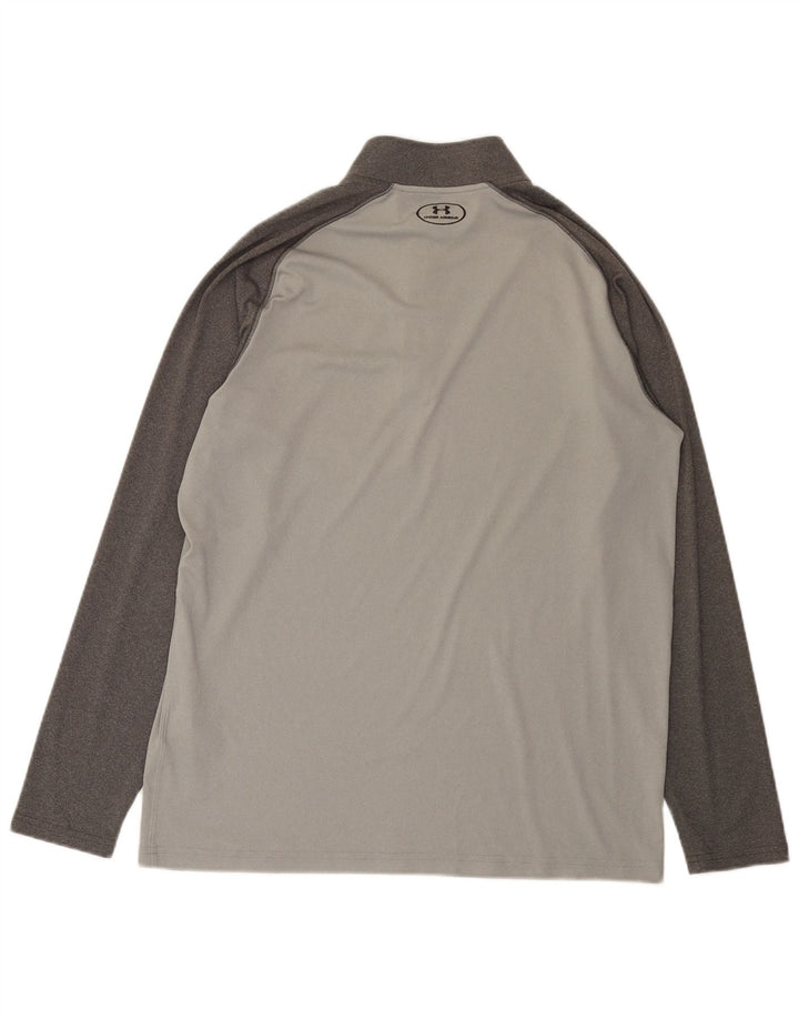 Under Armour Mens Heat Gear Zip Neck Pullover Tracksuit Top Large Grey