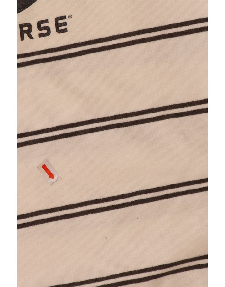 CONVERSE Mens Graphic Sweatshirt Jumper Medium Off White Striped Cotton