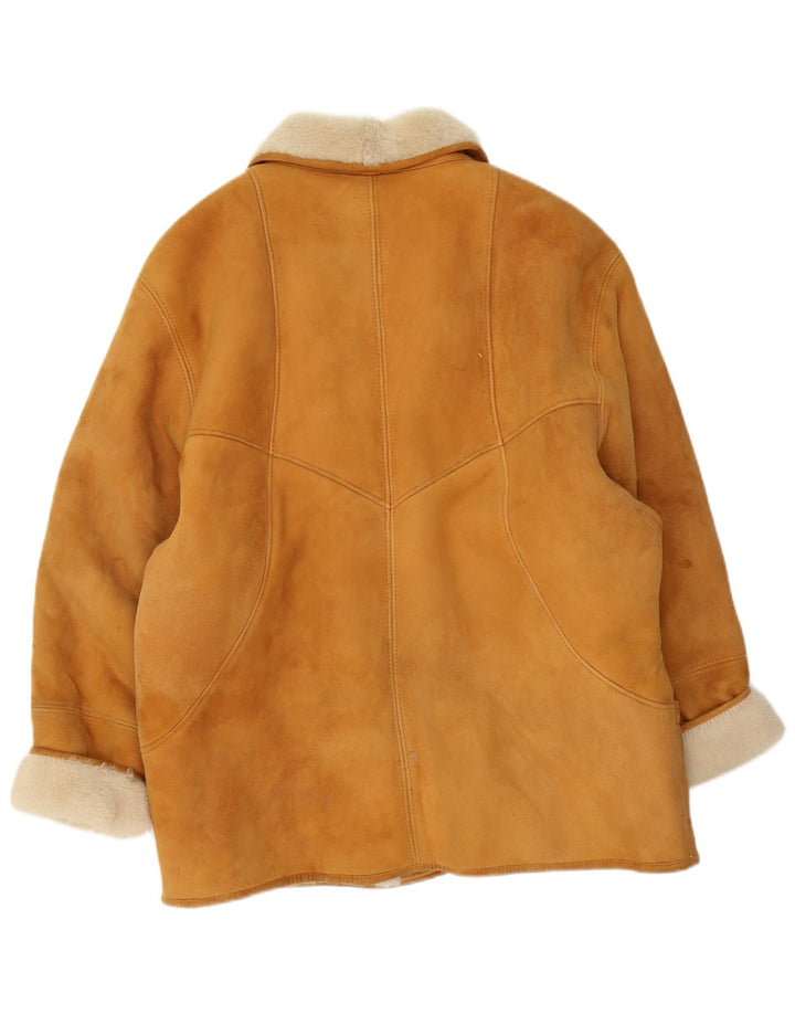 Vintage Womens Oversized Shearling Jacket UK 20 2XL Brown Shearling