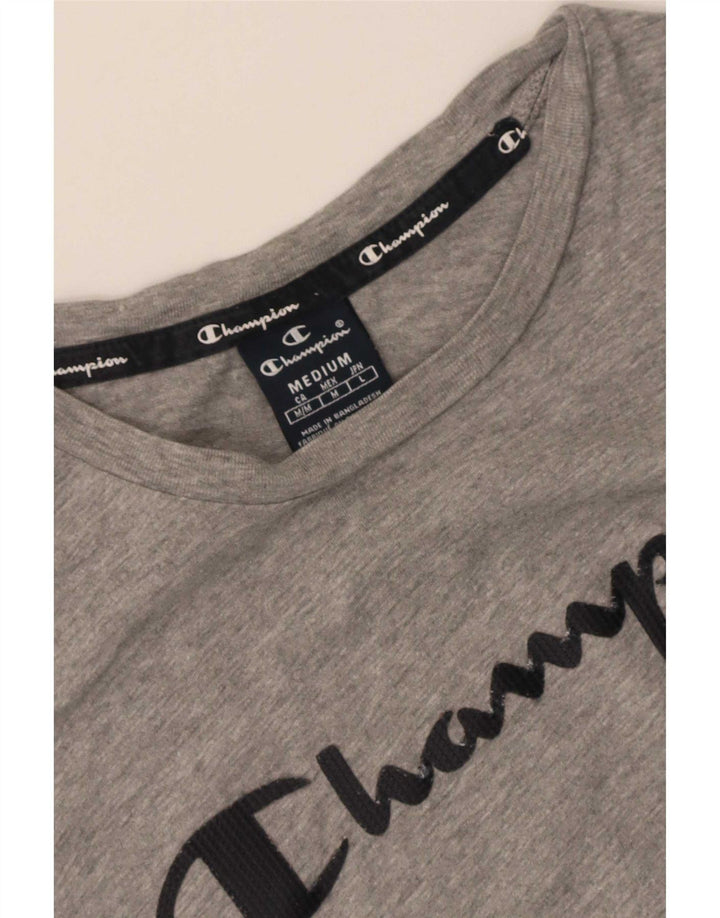 Champion Mens Graphic T-Shirt Top Medium Grey Flecked