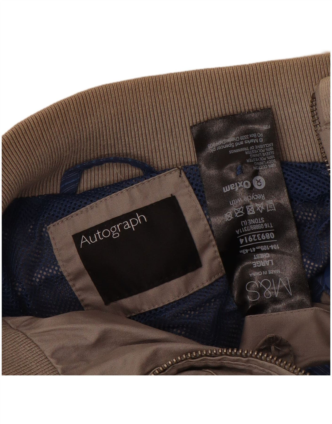 Marks & Spencer Mens Bomber Jacket UK 41/43 Large Grey Polyester