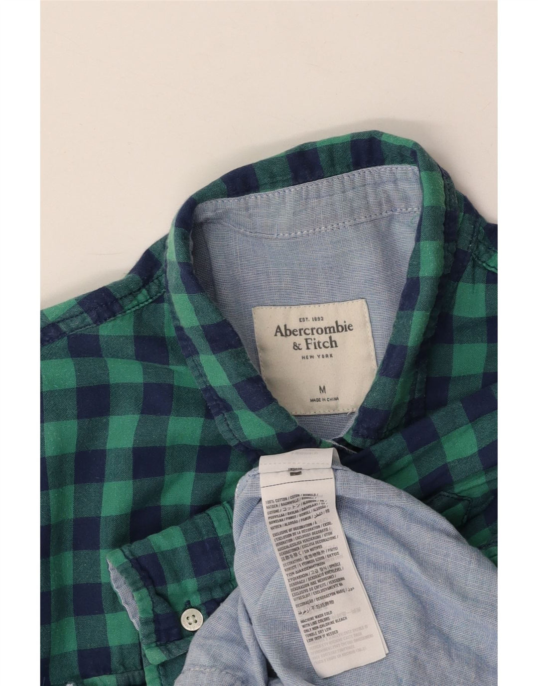 ABERCROMBIE & FITCH Womens Shirt UK 14 Medium Turquoise Check Cotton