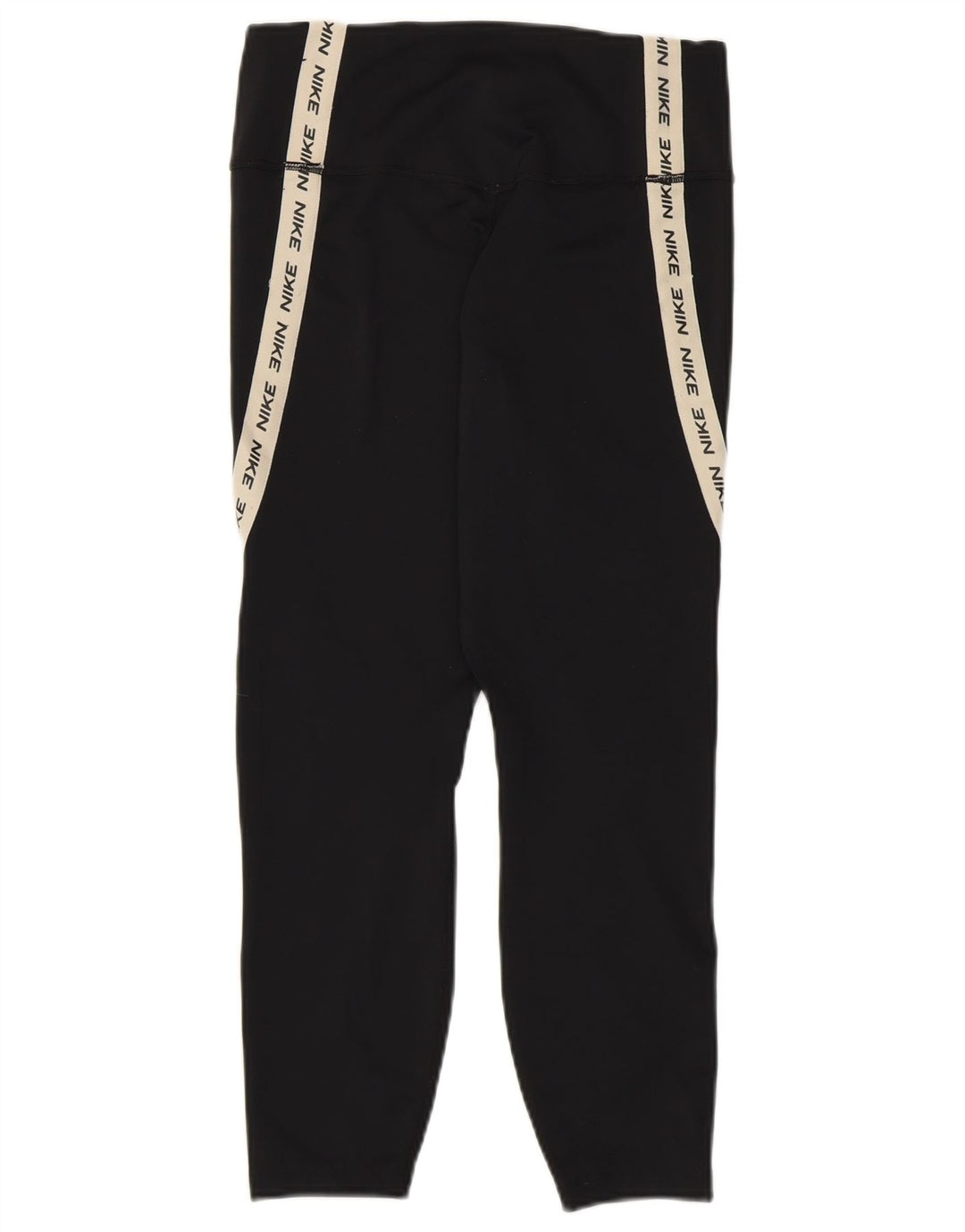 NIKE Womens Dri Fit Graphic Capri Leggings UK 12 Medium  Black Colourblock