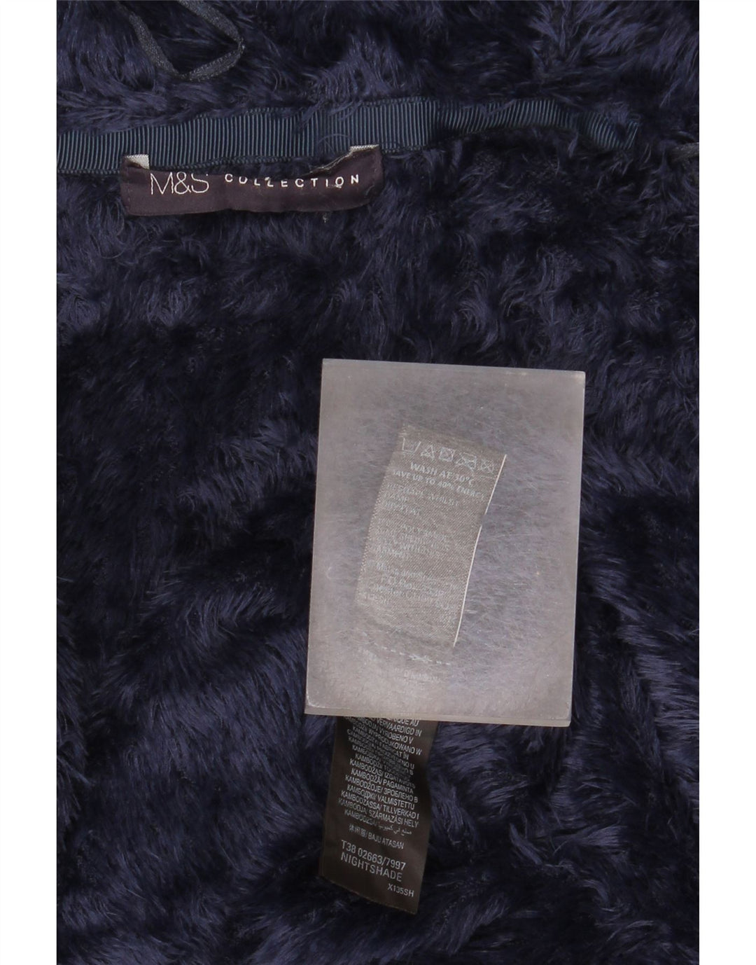 Marks & Spencer Womens Oversized Faux Fur Jacket UK 10 Small Navy Blue